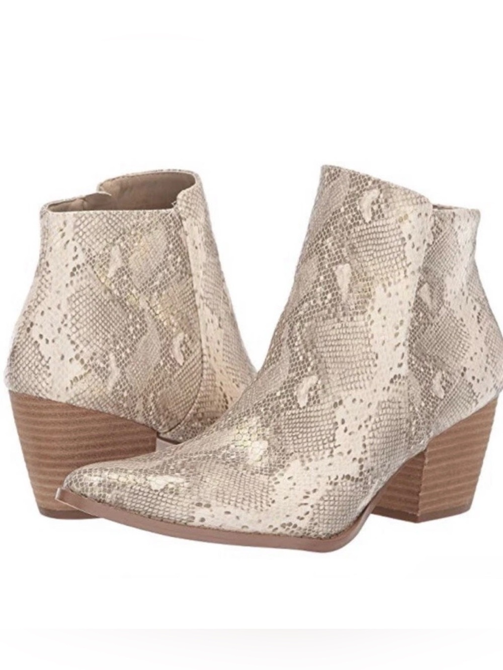 Coconuts by Matisse Astoria Metallic Gold Snakeskin Western Ankle Boots Size 7.5